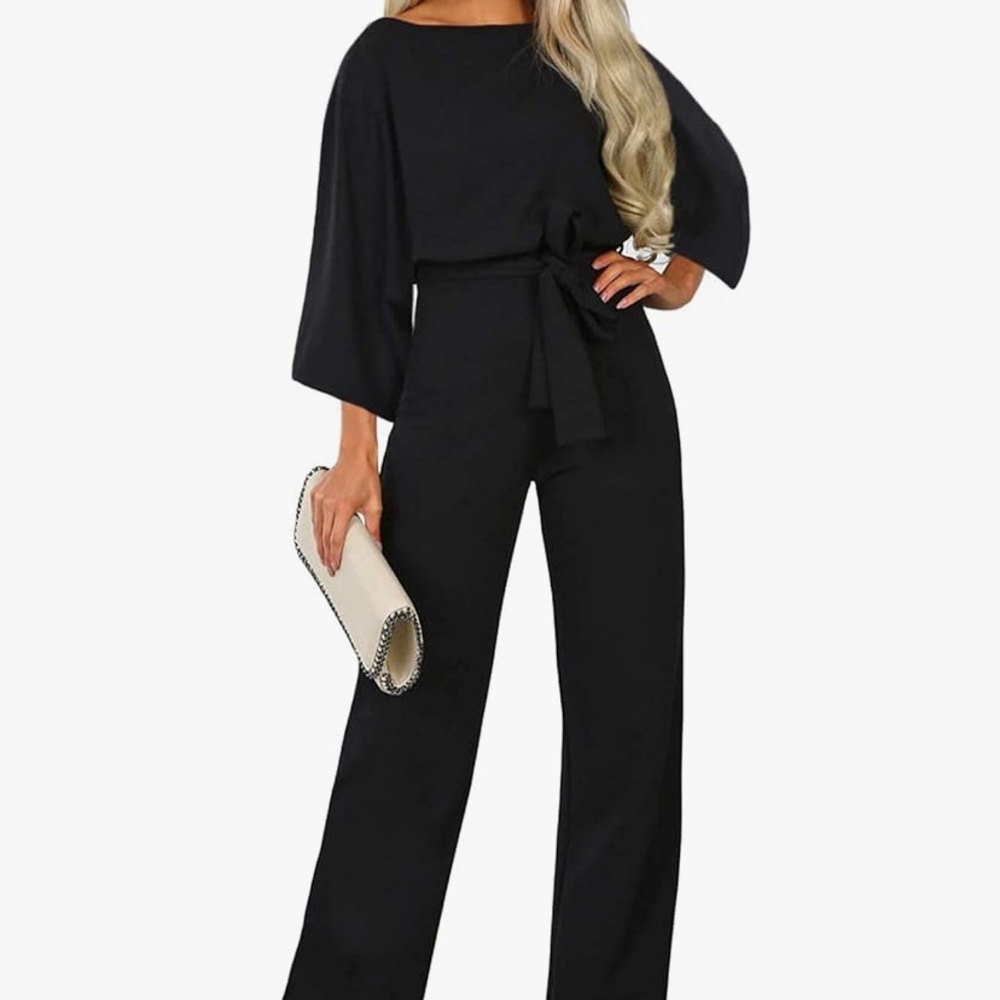 Elegant Black Jumpsuit with Belt